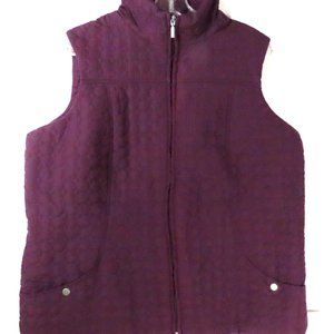 NWT Jane Ashley Women's Quilted Vest Size 1X Purple Lightweight Full Zip Pockets